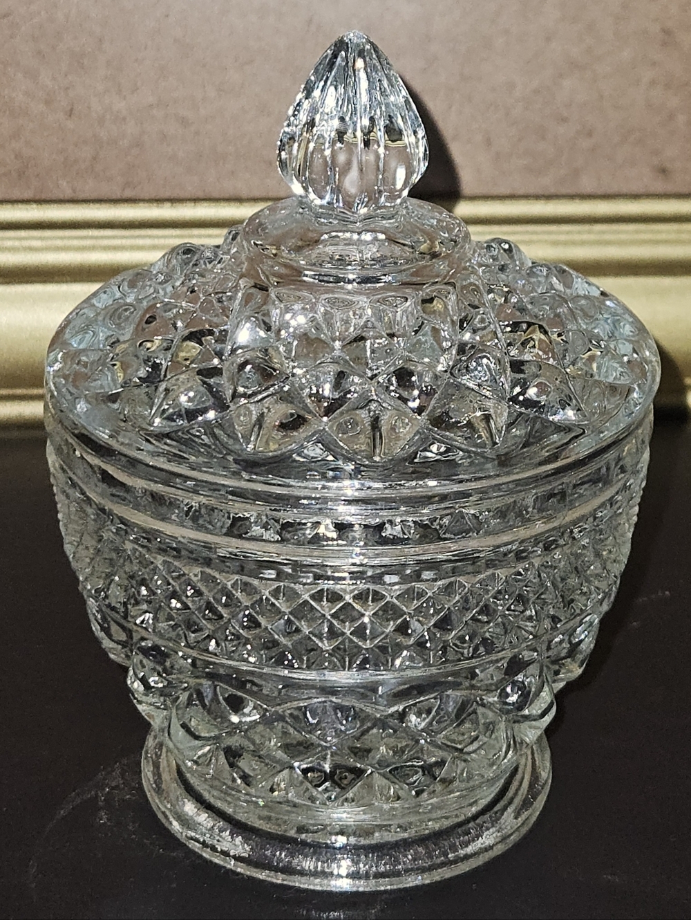 Vintage Discontinued Anchor Hocking Wexford Sugar Bowl/ Candy Dish With Lid